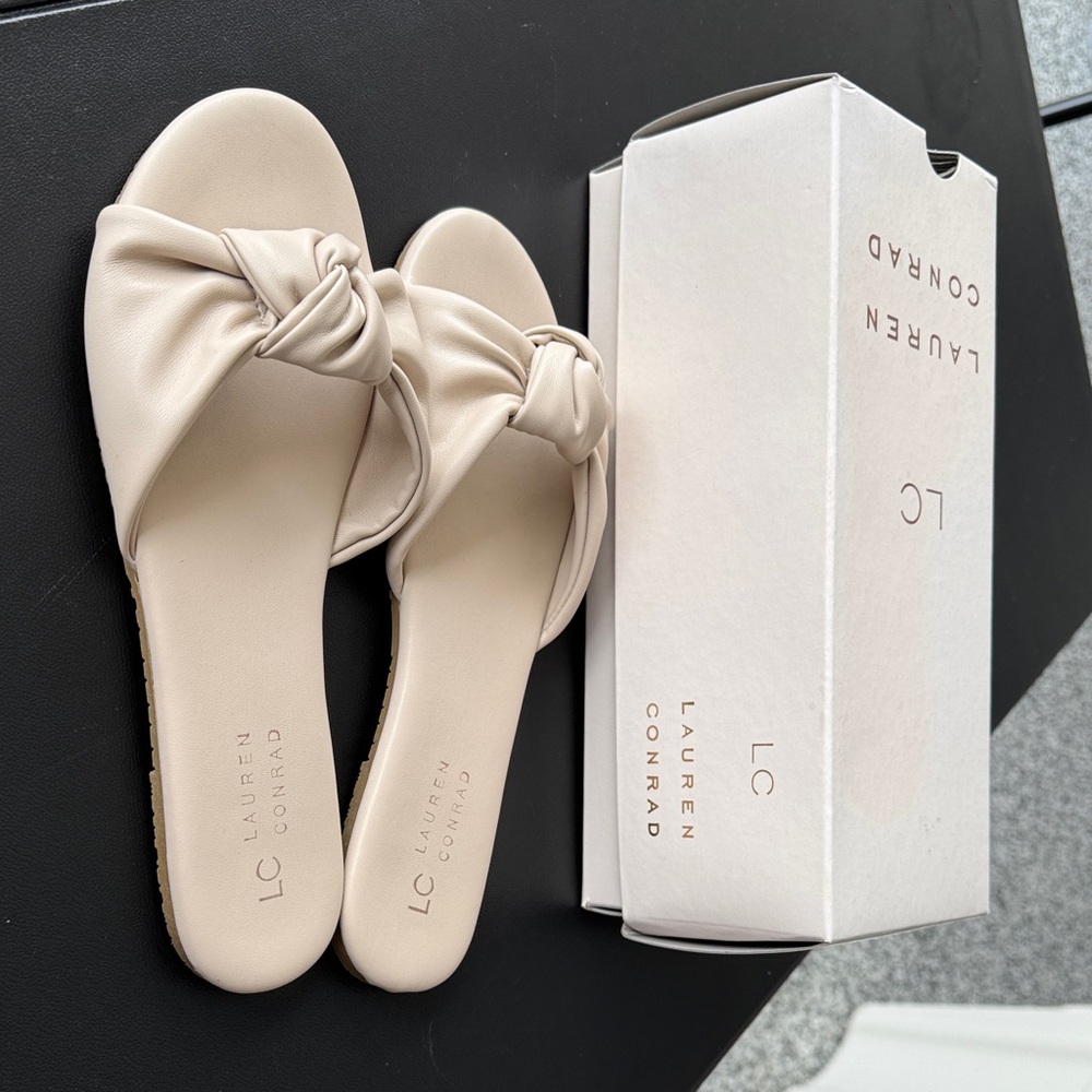 LC Lauren Conrad Cream Knotted Slide Sandals - Picture 3 of 5